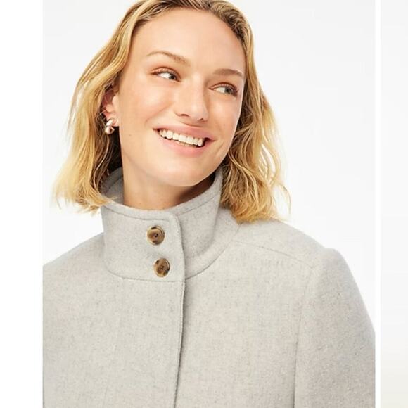 J. Crew Button Neck City Coat in Heather Dusk Gray 
Classic Preppy 1X NWT - Picture 2 of 4